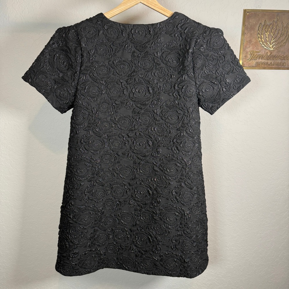 Show Me Your Mumu Black Rose Jacquard Metallic V-Neck Mini Dress Womens Small‎ - Picture 6 of 10